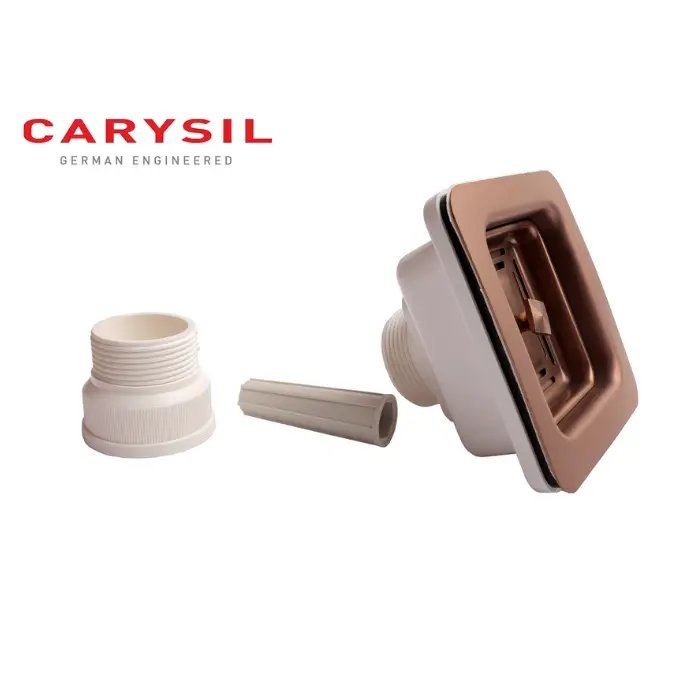 Carysil 304 Grade Stainless Steel Square Waste Coupling with Removable Waste Strainer Assembly, Corrosion-Resistant, Efficient Drainage System – Rose Gold PVD Finish