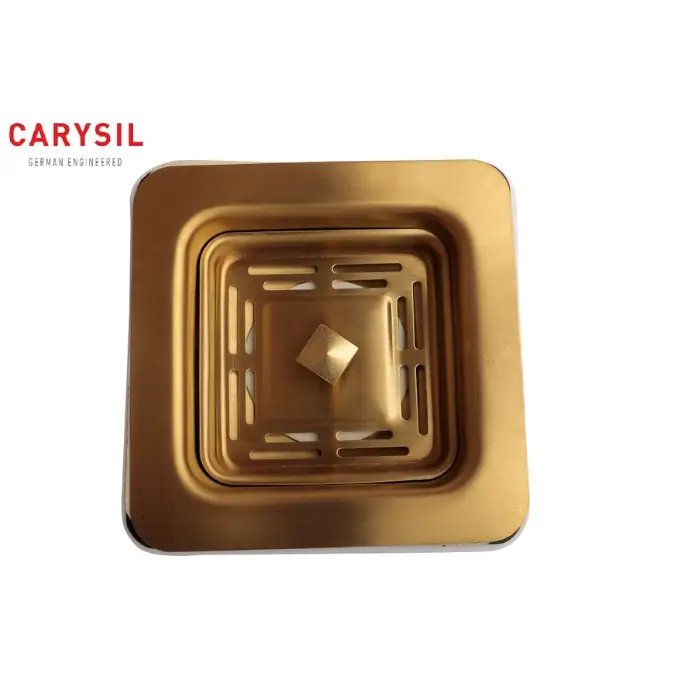 Carysil 304 Grade Stainless Steel Square Waste Coupling with Removable Waste Strainer Assembly, Corrosion-Resistant, Efficient Drainage System – Yellow Gold PVD Finish dimensions