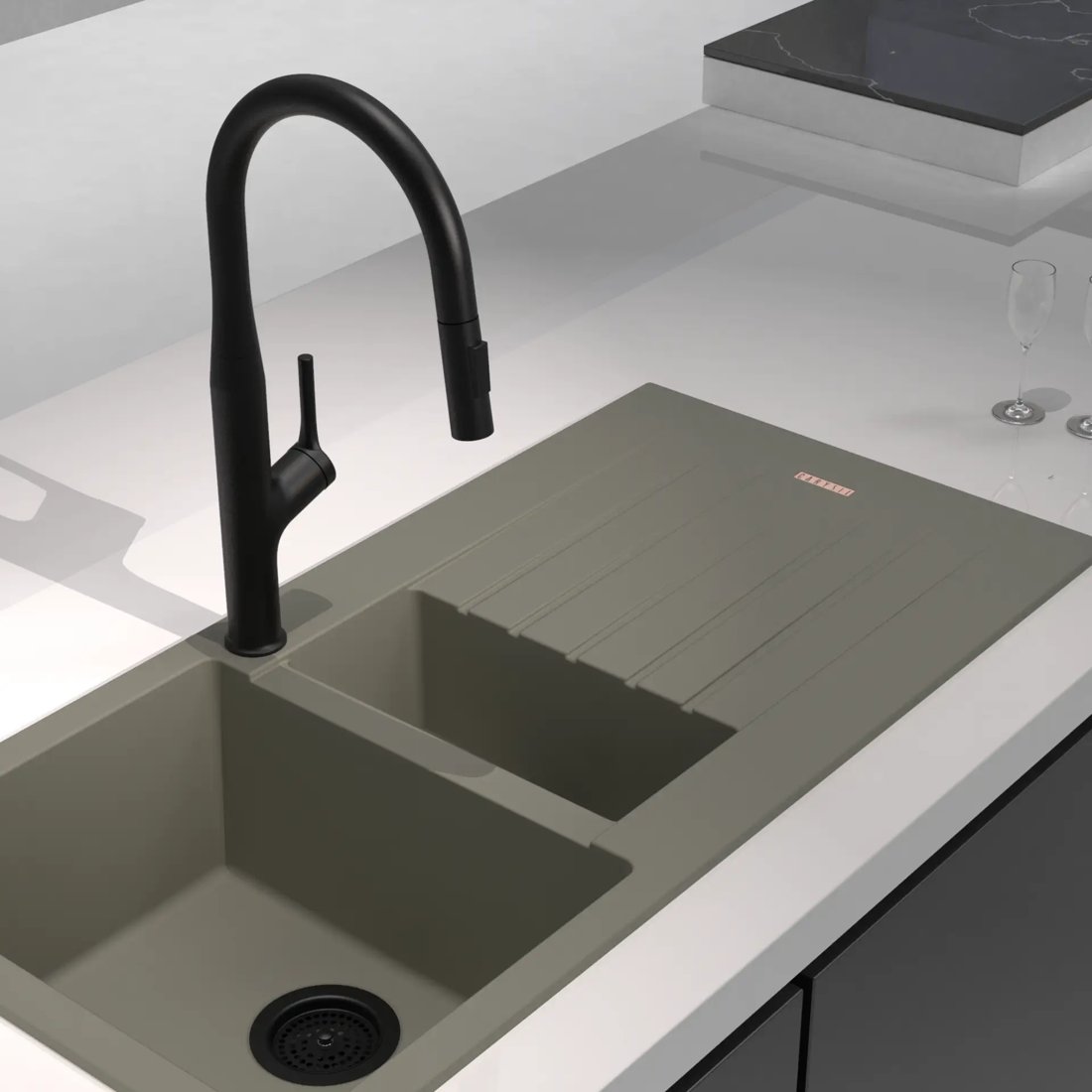 Carysil ALA 1512 Brass Kitchen Faucet with Pull Out spout Sprayer and Single Handle Pull Down Kitchen Sink Faucet