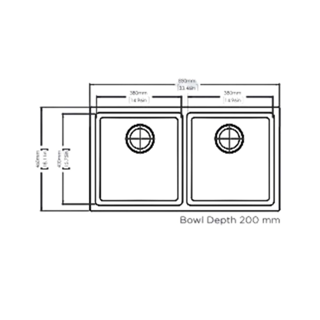 Carysil CGDB 3318 Smart Series Double Bowl Kitchen Sink dimensions