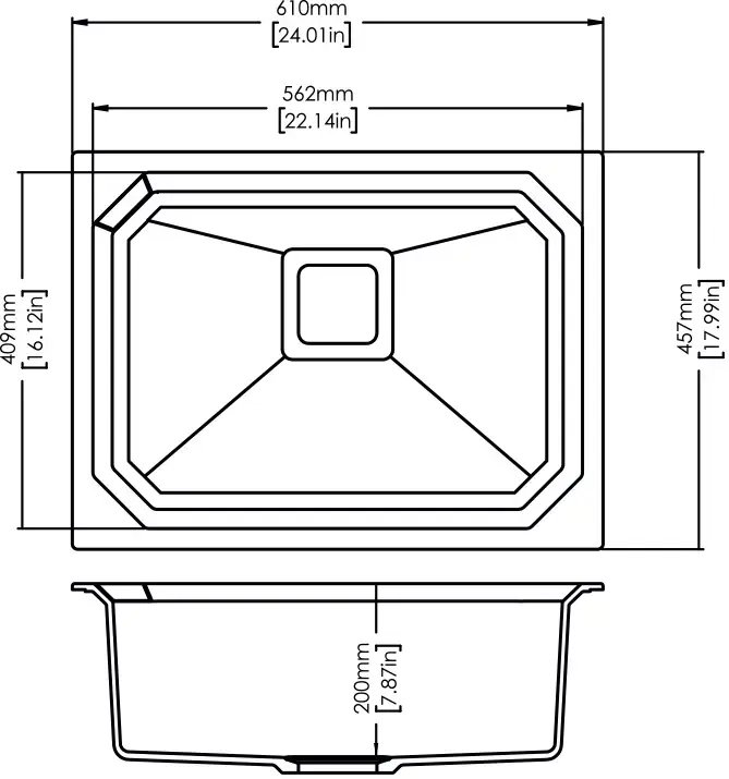 Carysil Crystal 2418 Single Bowl Kitchen Sink dimensions