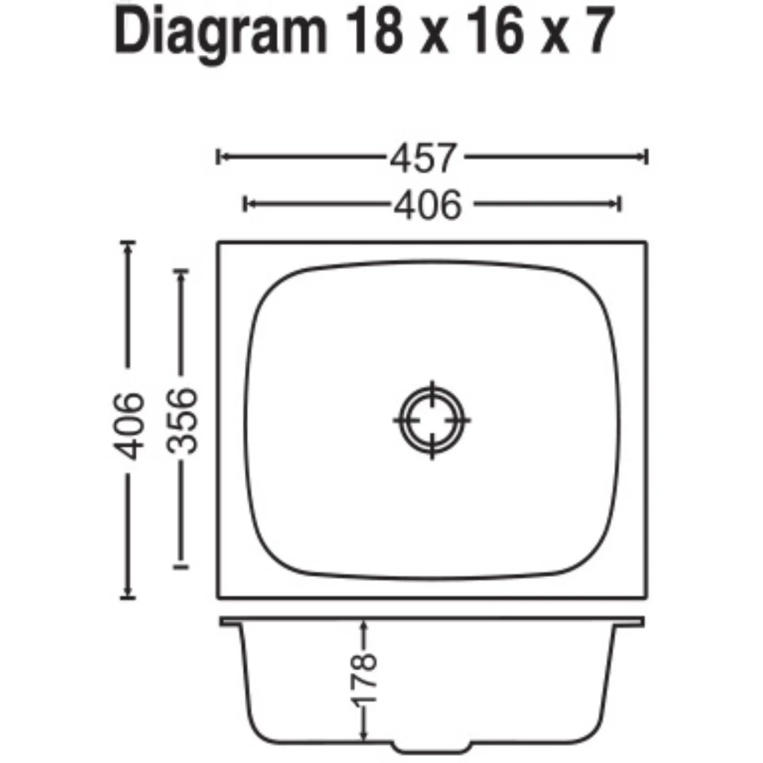 Carysil Elegance Single Bowl 18x16x7 dimensions