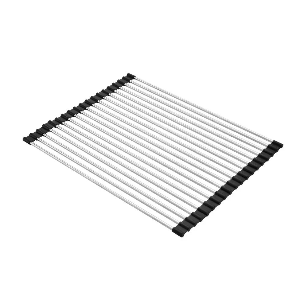 Carysil Fold Mat Roll Up Dish Drying Rack for Kitchen Sink, Multipurpose Stainless Steel Drainer, Heat Resistant, Anti-Slip, Anti-Rust, Space-Saving Drying Foldable Mat, 36.8×2.6×1.4 cm
