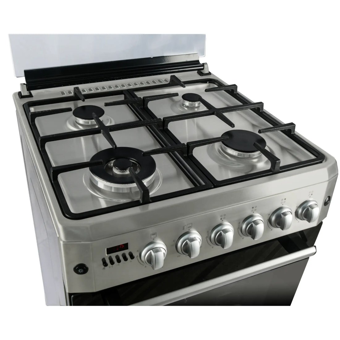 Carysil Free-Standing Cooking Range FSCR-01, 62L Gas Oven, 4 High-Power Italian SABAF Burners, Cast Iron Support, Digital Timer, Cooking, Baking, Grilling & Roasting, Stainless Steel Body, Silver