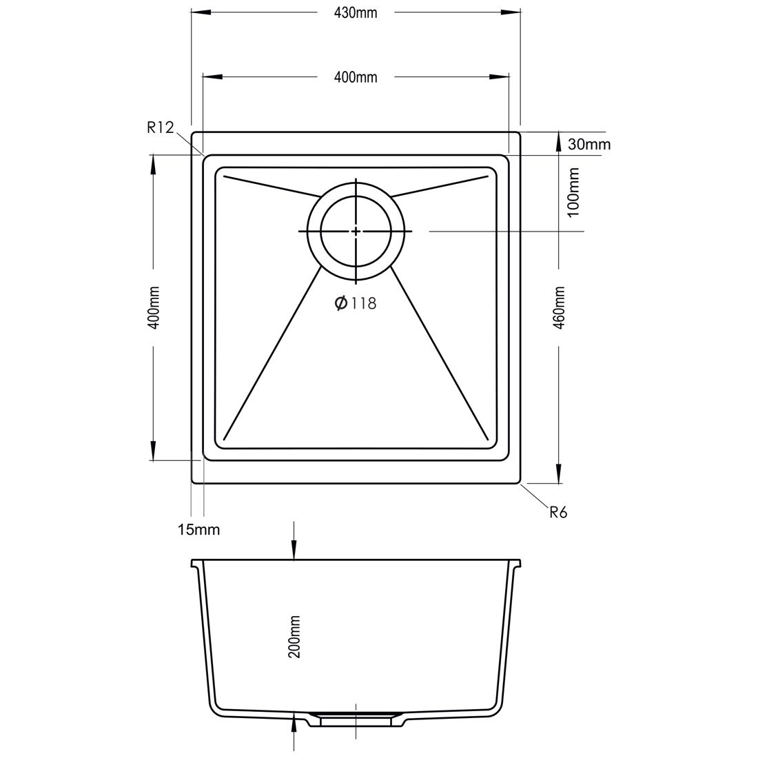 Carysil N100M Enigma Single Bowl Kitchen Sink dimensions