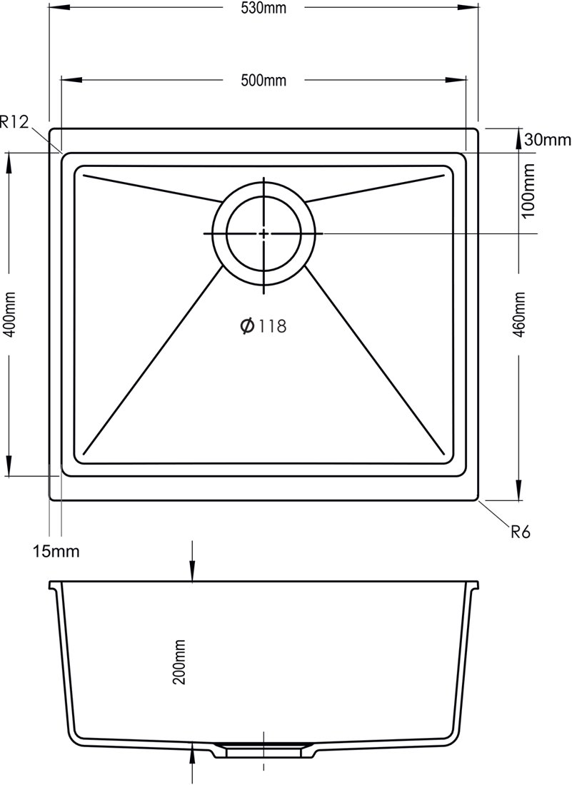 Carysil N100S Enigma Single Bowl Kitchen Sink dimensions