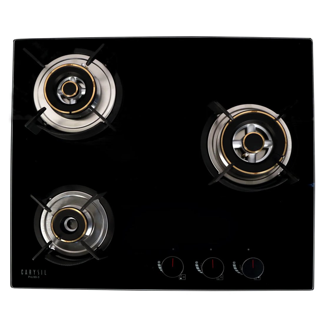 Carysil Pro 60cm Built-in Glass Hob, 3 Brass Burner