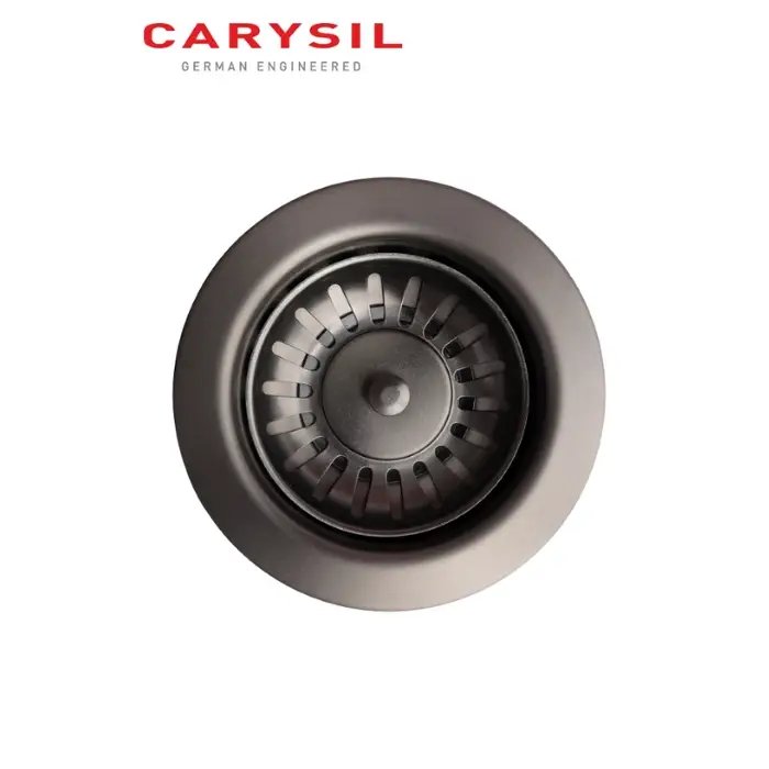 Carysil Round Waste Coupling for Kitchen Sink, Premium 304-grade Stainless Steel Coupling, Removable Waste Strainer for Kitchen Sink, Rust-Free, Corrosion-Resistant, Matt Black PVD Finish