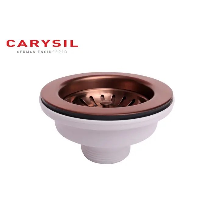 Carysil Round Waste Coupling for Kitchen Sink, Premium 304-grade Stainless Steel Coupling, Removable Waste Strainer for Kitchen Sink, Rust-Free, Corrosion-Resistant, Rose Gold PVD Finish