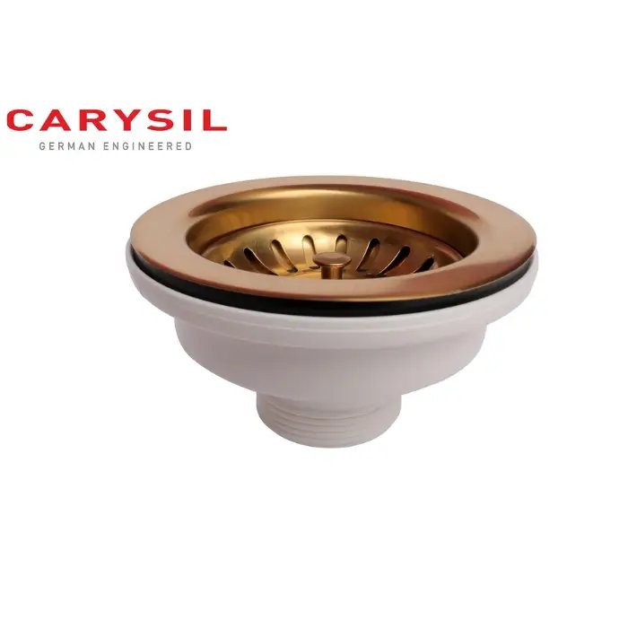 Carysil Round Waste Coupling for Kitchen Sink, Premium 304-grade Stainless Steel Coupling, Removable Waste Strainer for Kitchen Sink, Rust-Free, Corrosion-Resistant, Yellow Gold PVD Finish