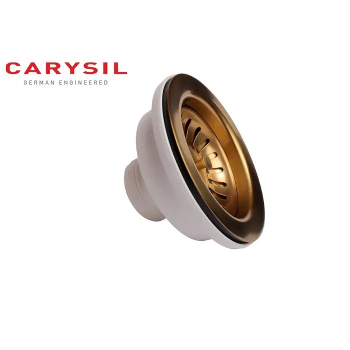 Carysil Round Waste Coupling for Kitchen Sink, Premium 304-grade Stainless Steel Coupling, Removable Waste Strainer for Kitchen Sink, Rust-Free, Corrosion-Resistant, Yellow Gold PVD Finish dimensions