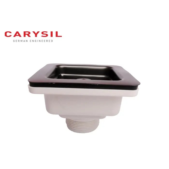Carysil Square Waste Coupling for Kitchen Sink, Premium 304-grade Stainless Steel Coupling, Removable Waste Strainer for Kitchen Sink, Rust-free, Corrosion-Resistant, Matt Black PVD Finish