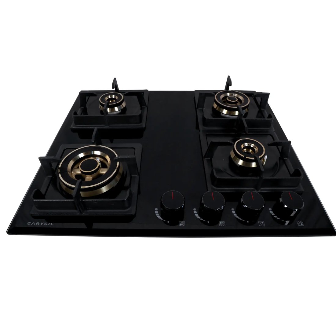 Carysil Tek Plus 60cm Built-in Glass Hob, 4 Brass Burner