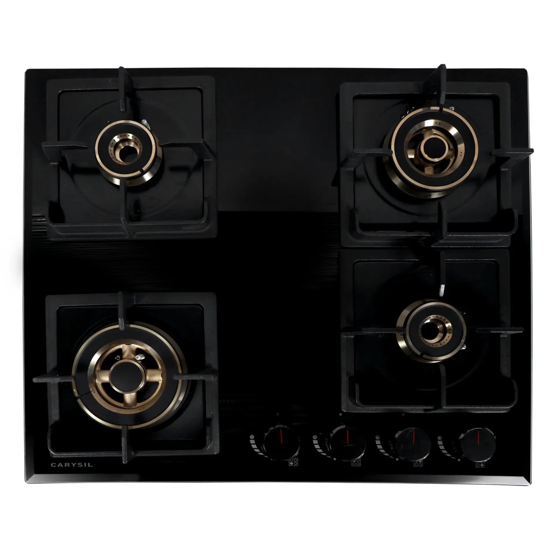 Carysil Tek Plus 60cm Built-in Glass Hob, 4 Brass Burner