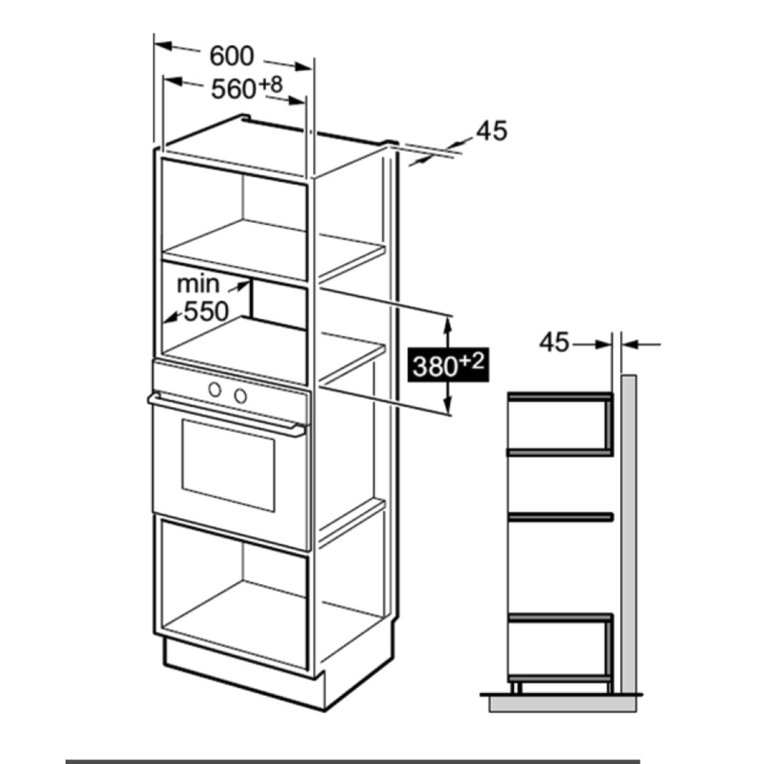 Linear 25 Microwave dimensions