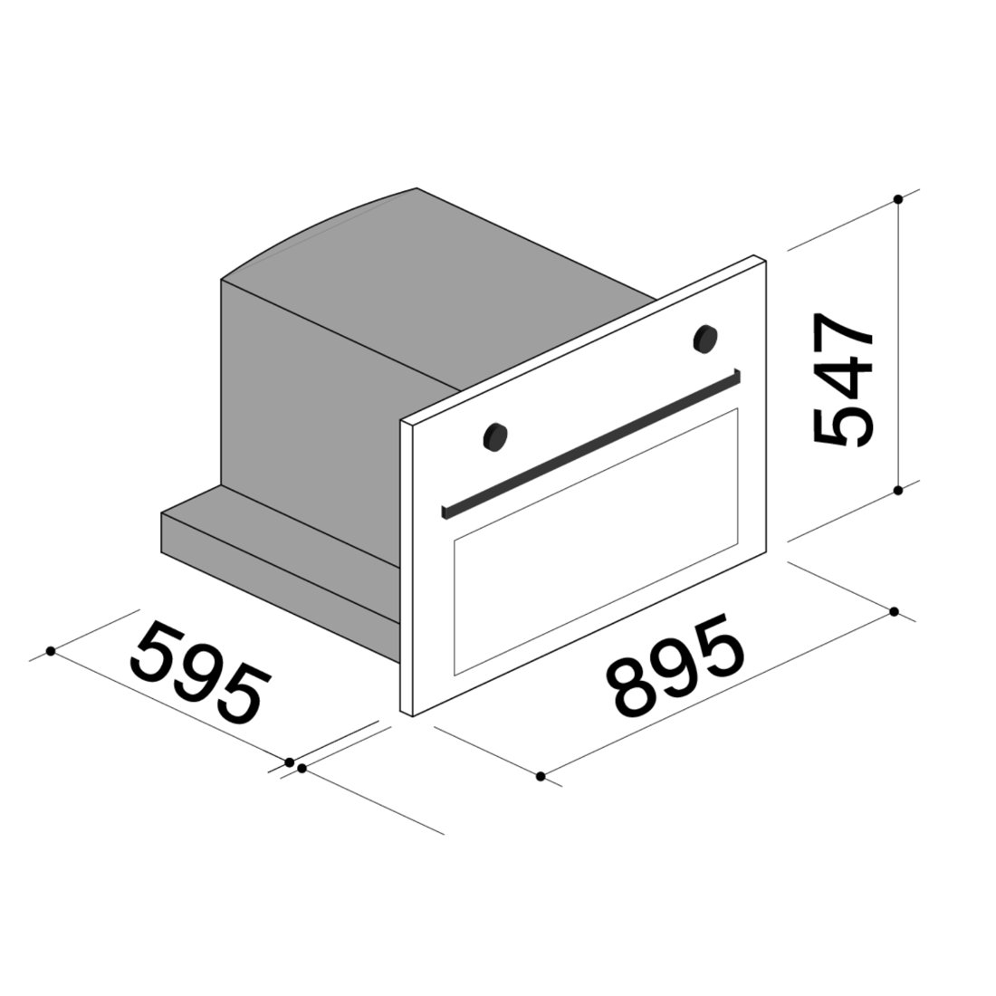 Linear Gas Oven 90 cm dimensions