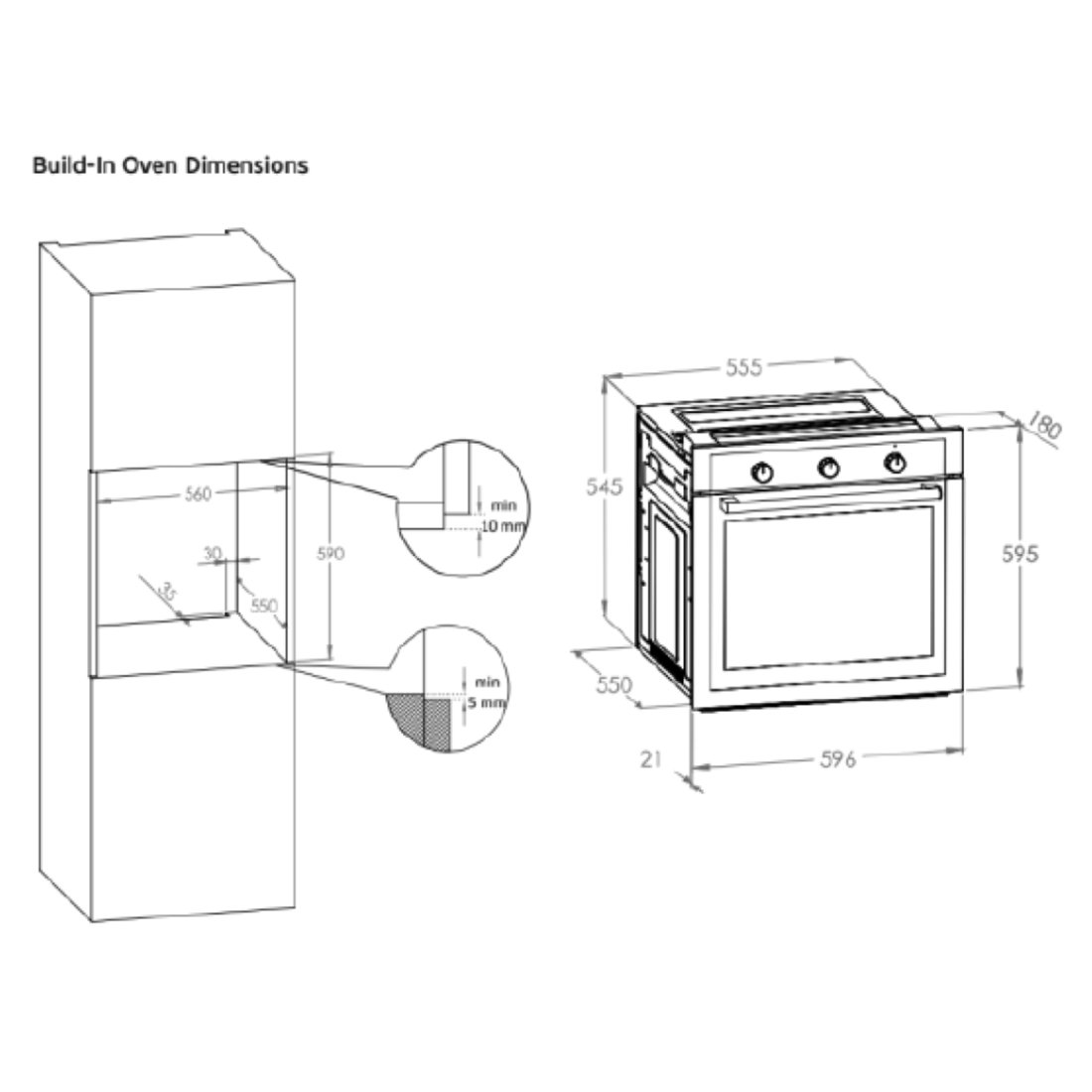 Rustic Classic Electric Oven 60 cm dimensions