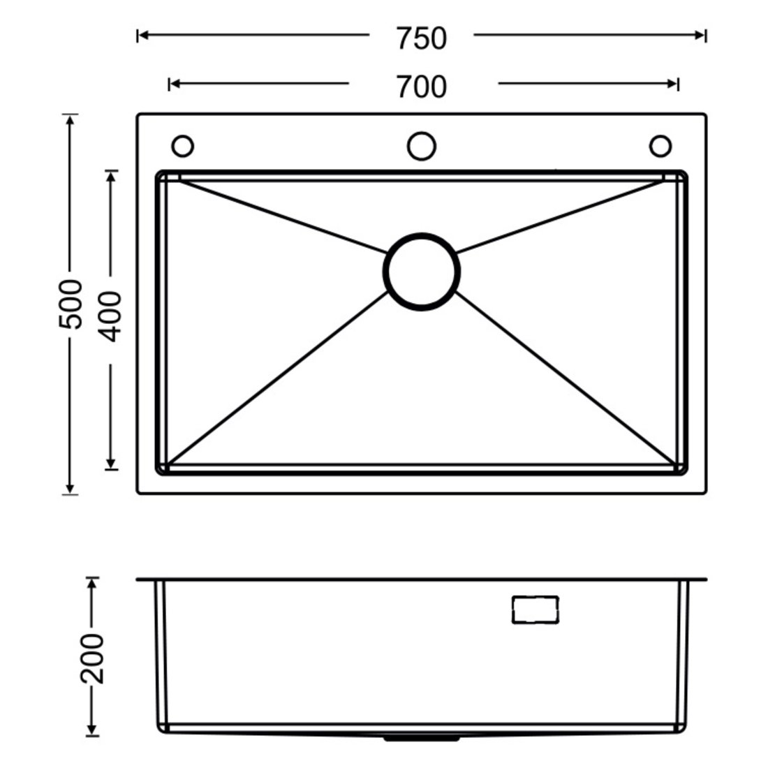 SS Workstation 750 dimensions