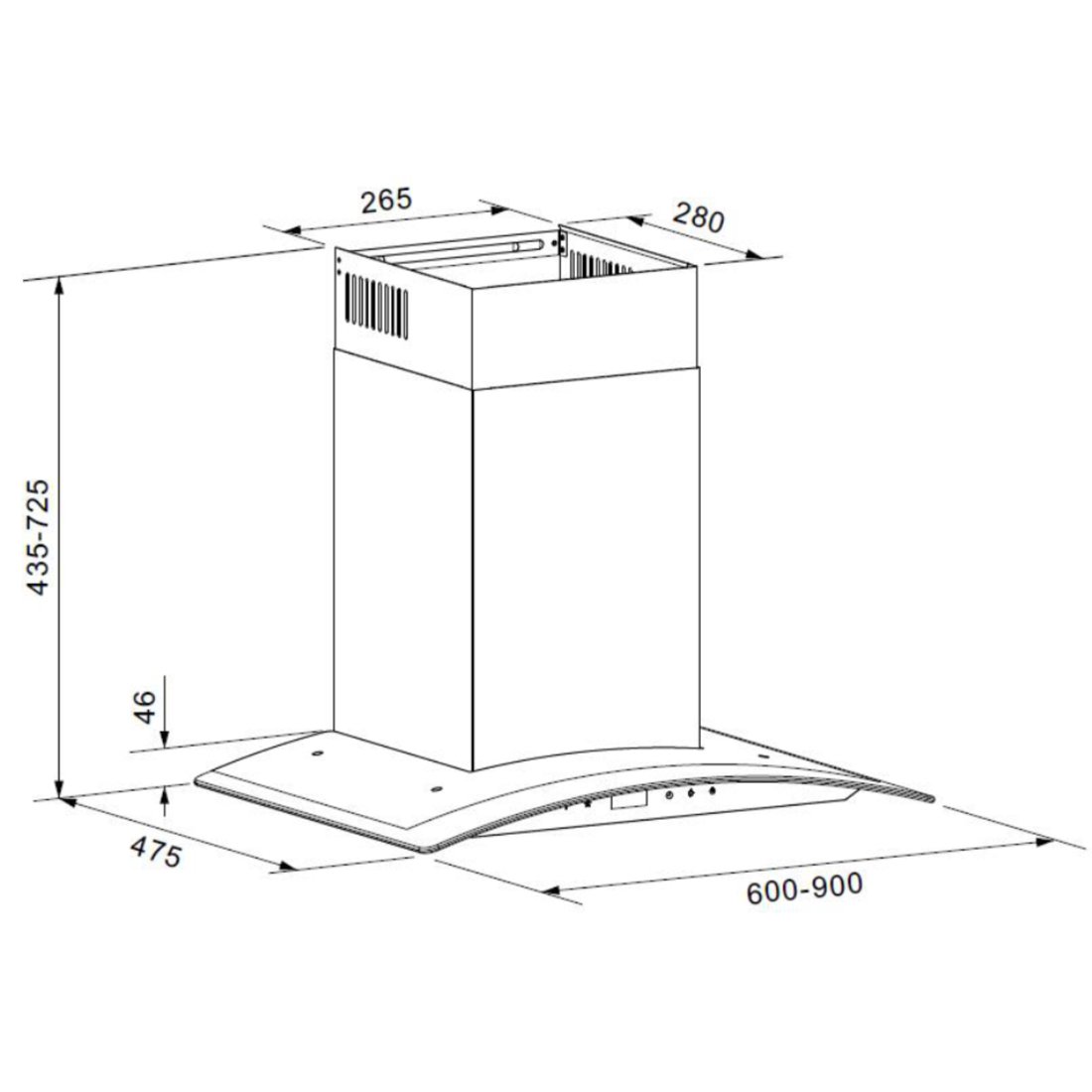 Teckno Chimney dimensions
