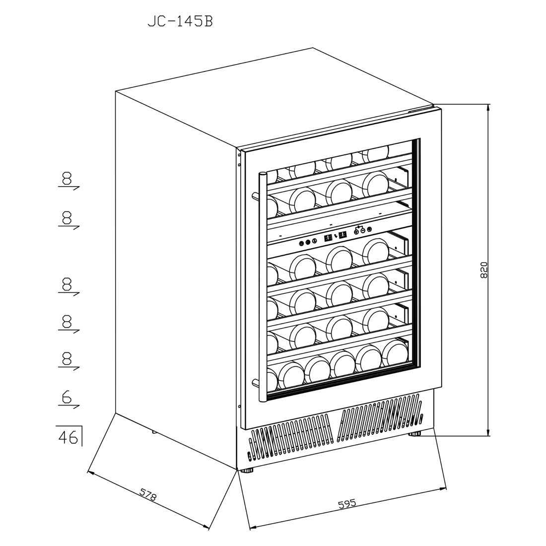Wine Chiller – 46 Bottles dimensions