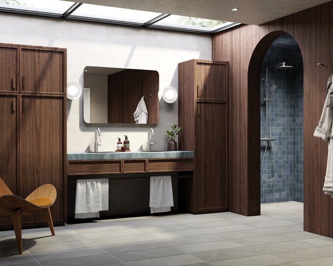 Basin mixer with high spout steel
