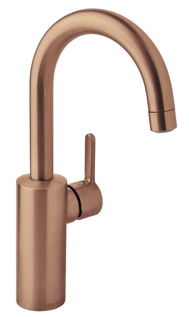 Basin mixer with high spout brushed copper