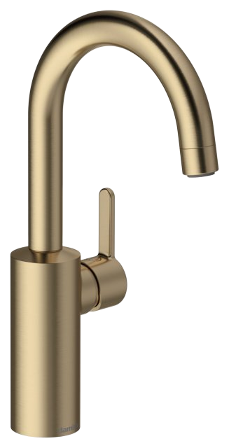Basin mixer with high spout brushed bronze