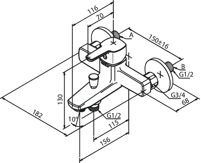 Bath Shower Mixer chrome