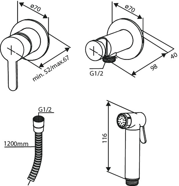 Bidet concealed steel