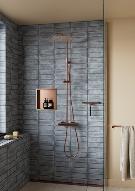 Built-In Shower Shelf brushed copper