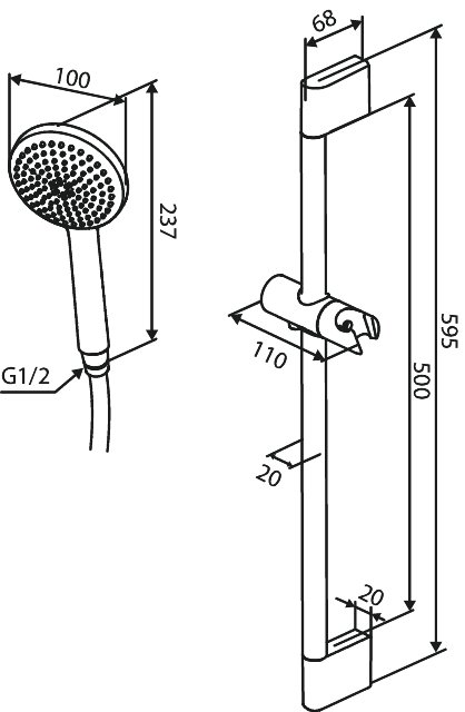 Fixed shower set matt black