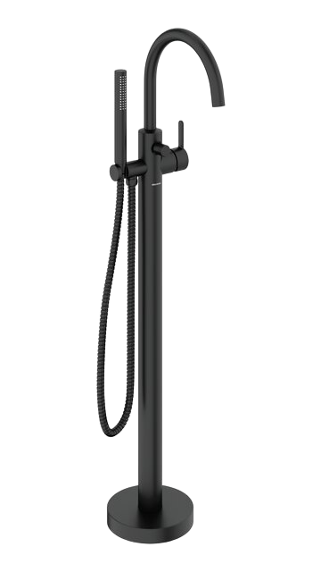 Freestanding bath mixer matt black