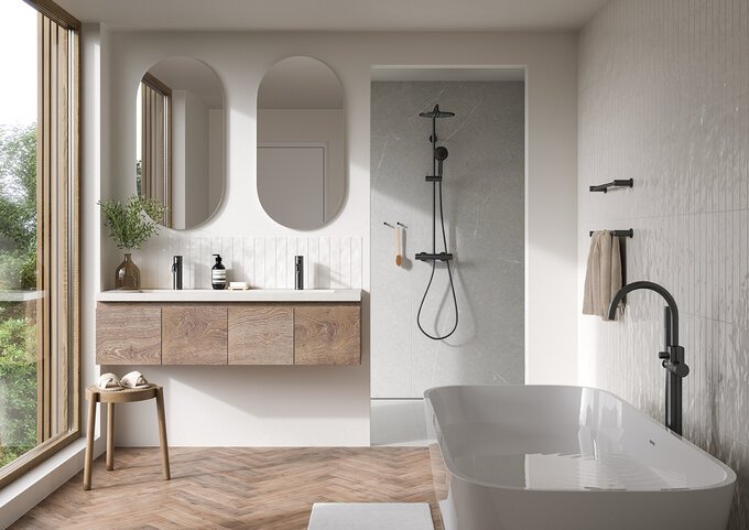 Freestanding bath mixer graphite grey