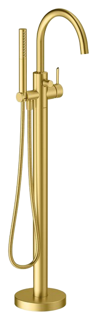 Freestanding bath mixer brushed brass