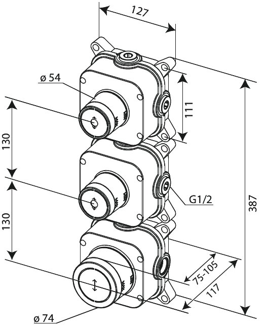 Inner parts bundle - Thermostat + 2 stop cocks