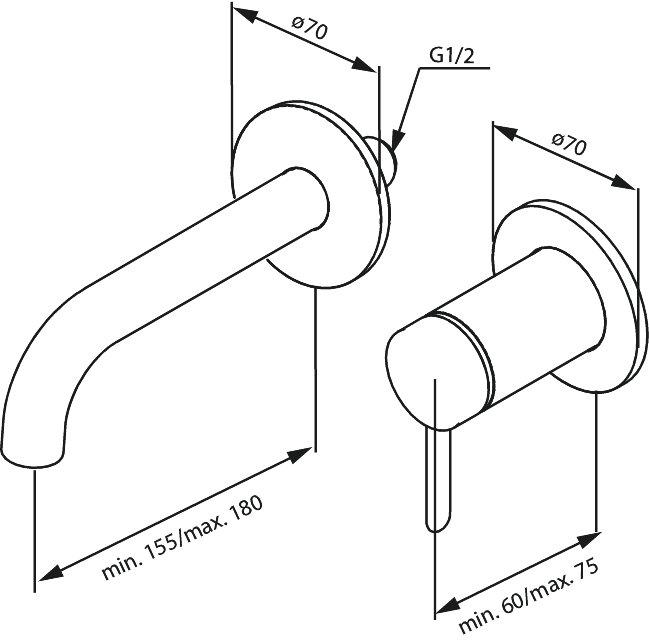 Iris Exposed kit for built in Basin Mixer Box (180 mm) brushed bronze