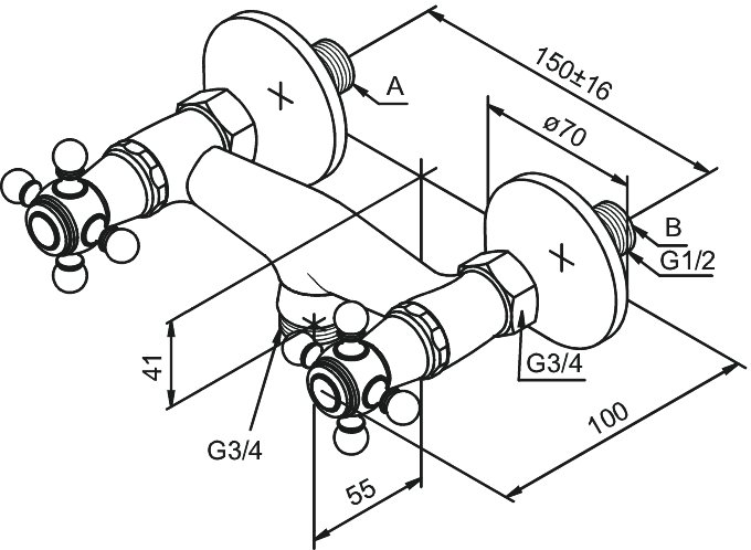 Kitchen Mixer for wall mounting chrome