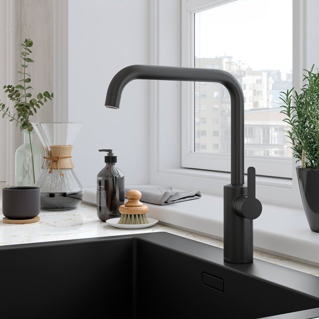 Kitchen Mixer with Dishwasher Shut off valve matt black