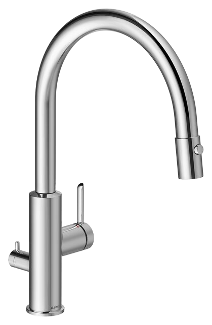Kitchen mixer with dishwasher shut-off valve, pull-out spray head chrome