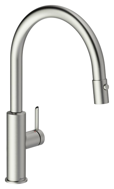 Kitchen mixer with pull-out spray steel