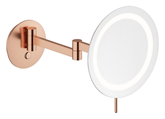 Make-up mirror with light brushed copper