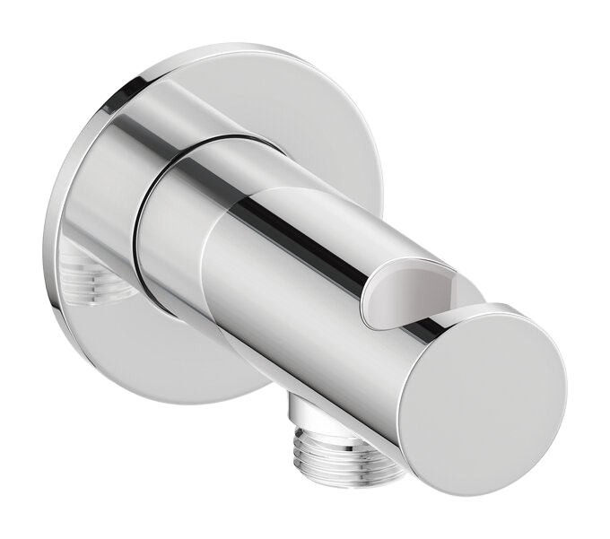Outlet elbow with shower holder chrome