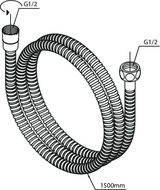 Shower Hose Metal 1500 mm chrome