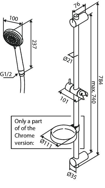 Shower set flex chrome