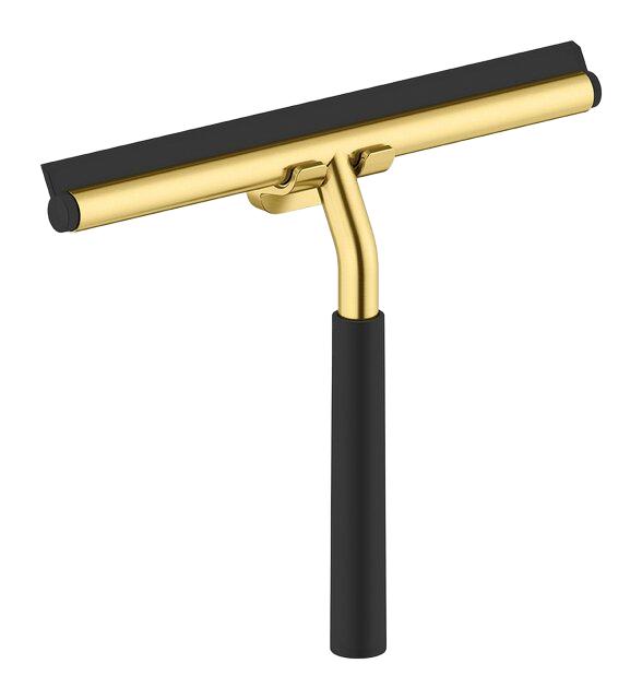 Shower squeegee with holder brushed brass
