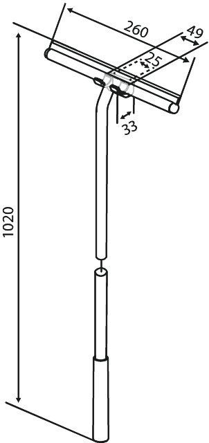 Shower wiper with bracket and long handle (1020 mm) brushed copper