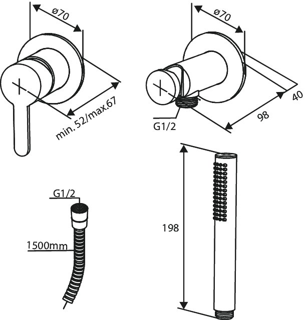 Single lever shower steel