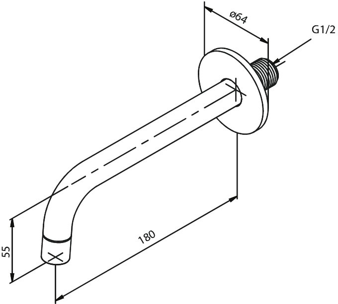 Spout bath 180 mm brushed copper