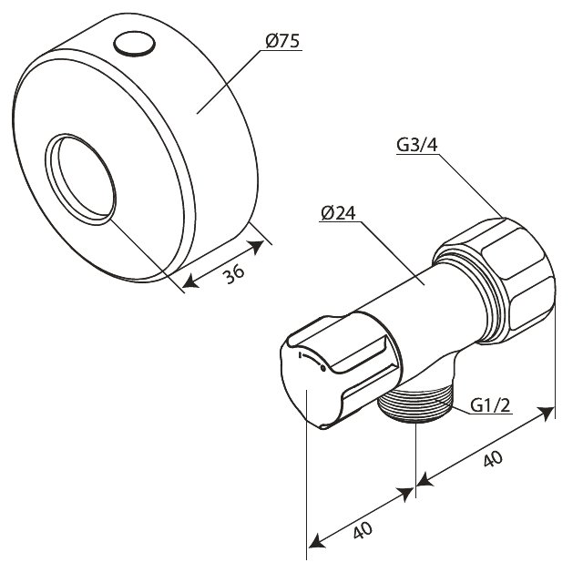 Stop Valve 3/8 matt black
