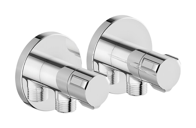 Stop valve complete (2 pcs) chrome